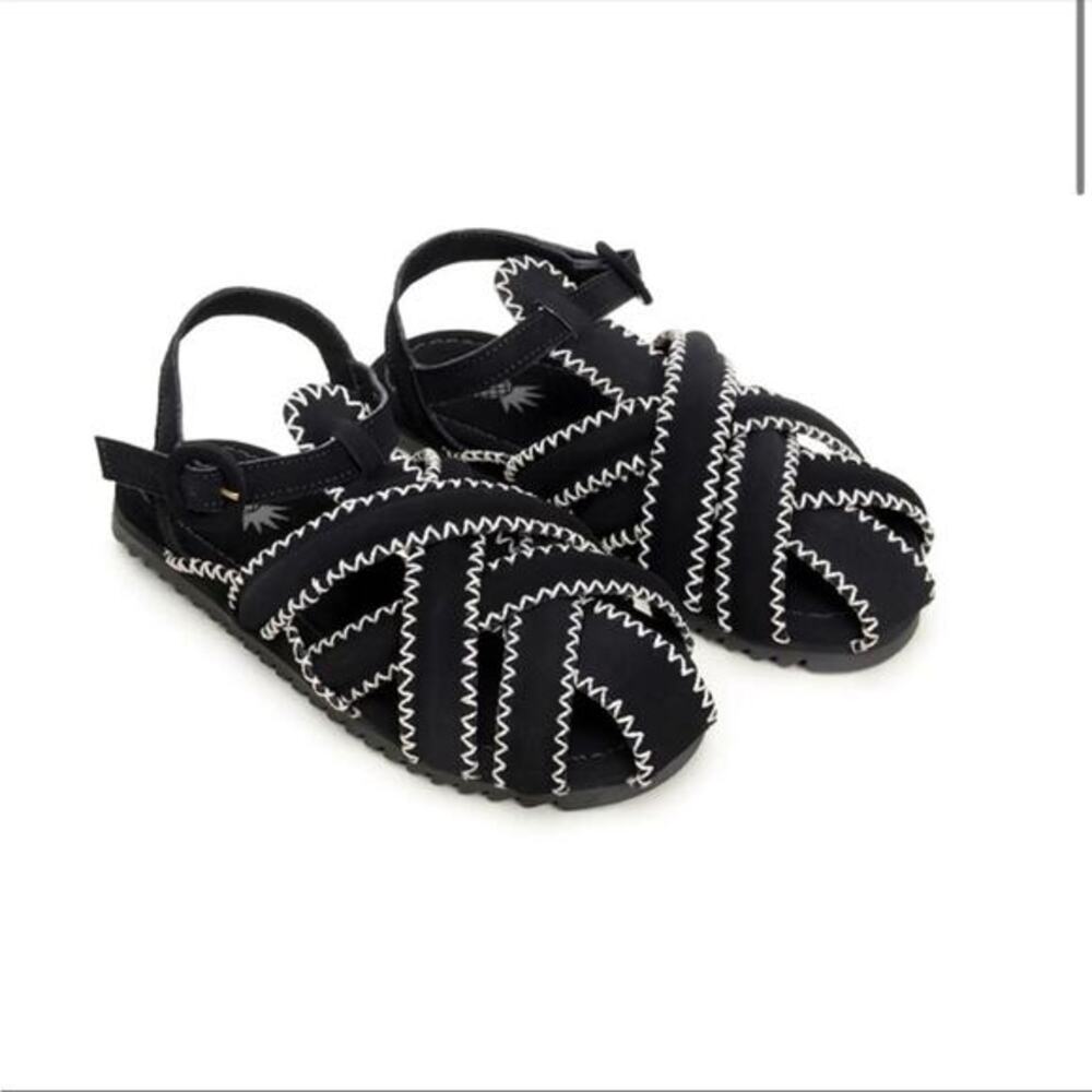 Farm Rio zigzag flat sandals black new size 9 - Picture 2 of 9